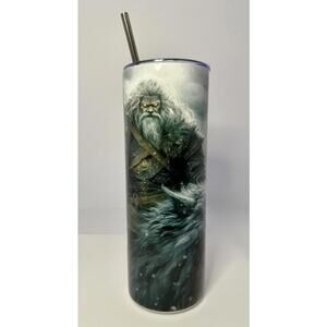 20 oz Viking Wolf Stainless Steel Tumbler with Lid, Straw